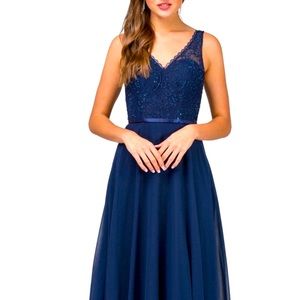 Dancing Queen - Lace Appliqued Long Dress
